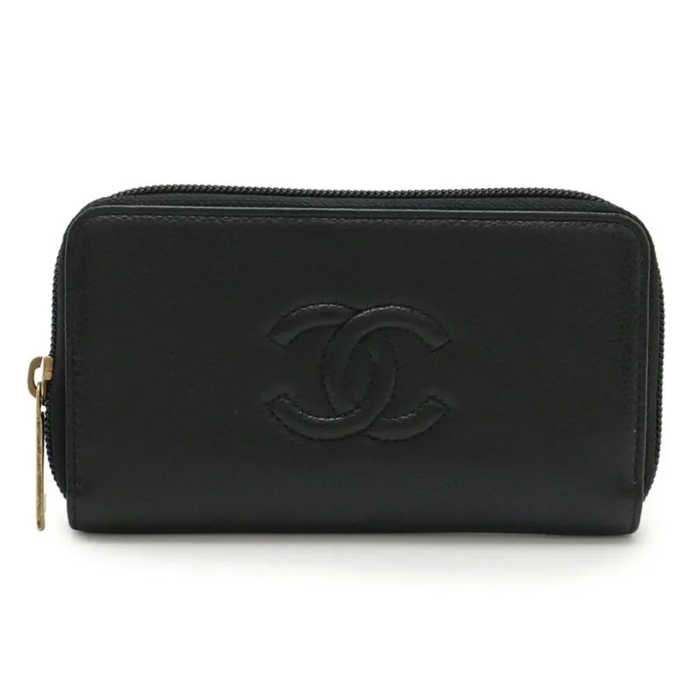 Chanel Caviar Leather Zip Wallet Black